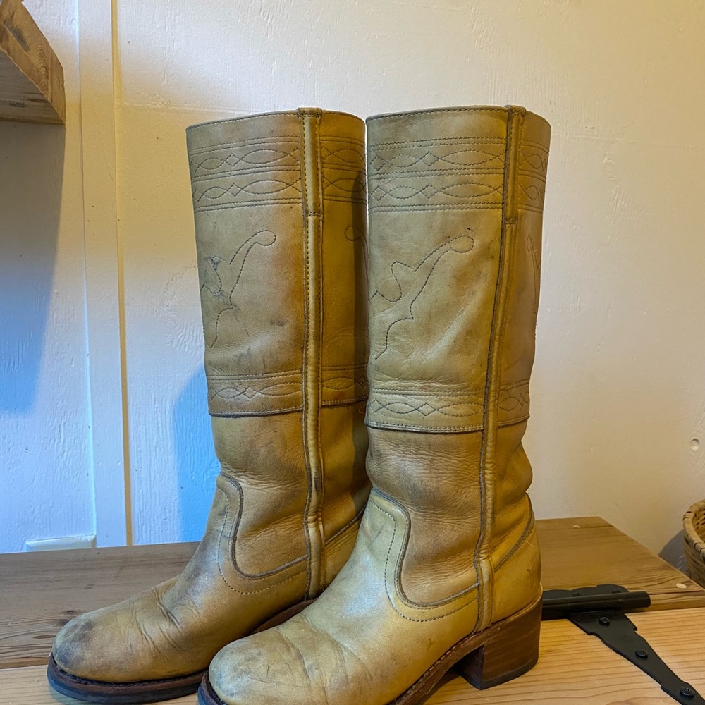 Vintage Banana Leather Campus Fry Boots